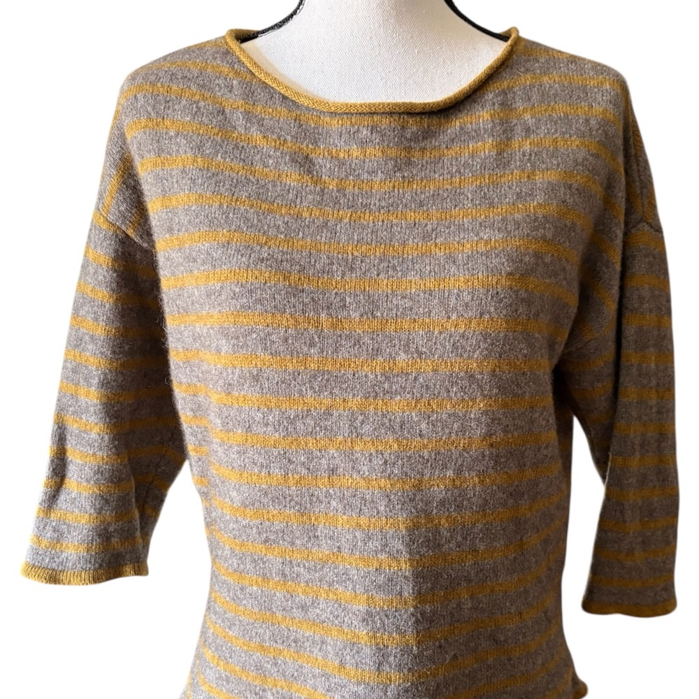 Striped Gray and Yellow Women's Sweater